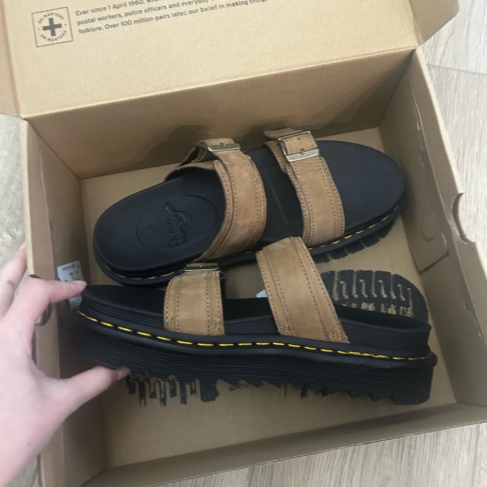 Dr. Martens Tan and Black Platform Sandals - Picture 3 of 6